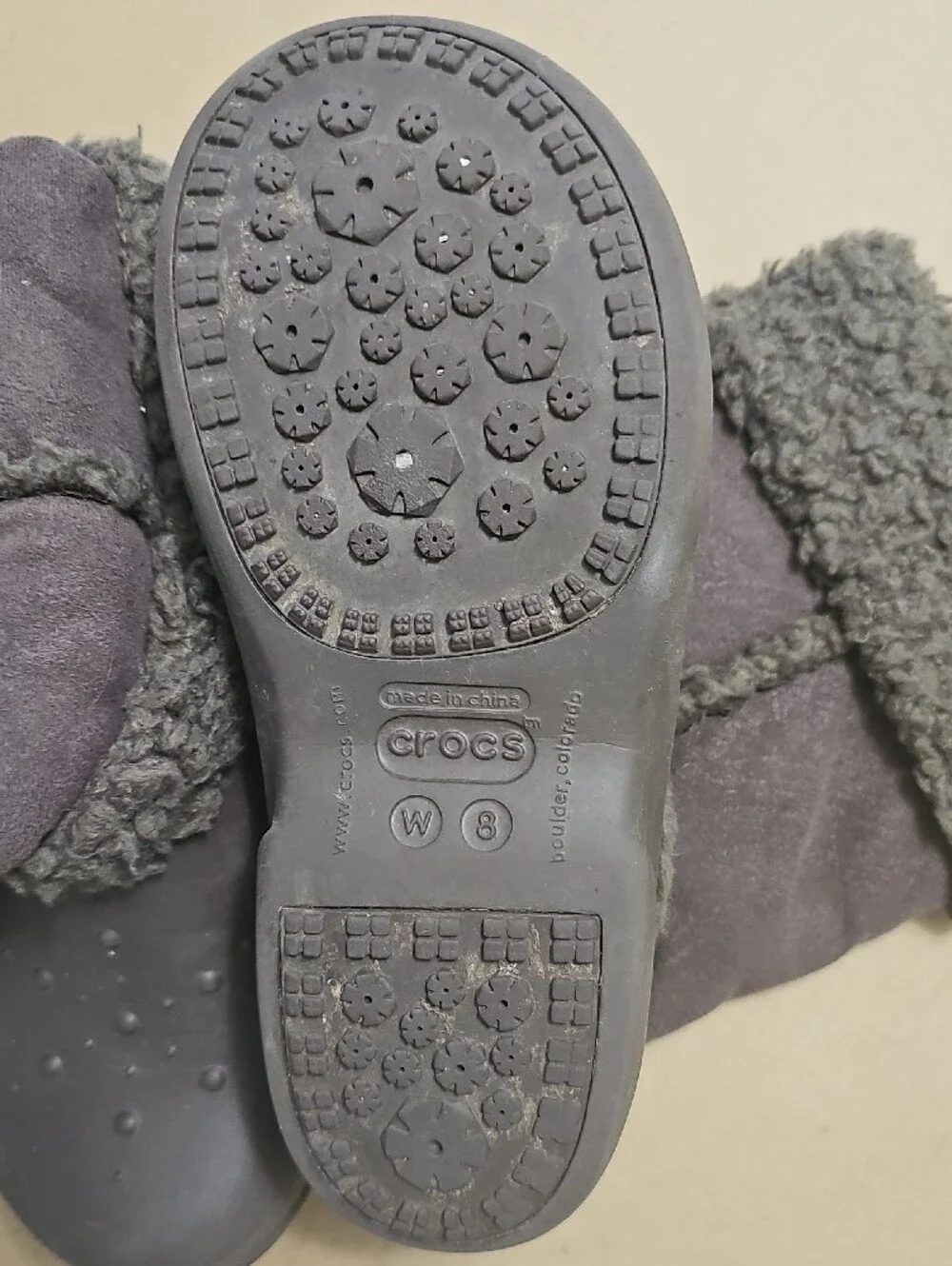 CROCS Gray Plush-lined Boot Slippers